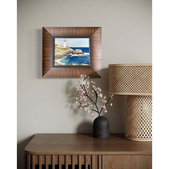 Framed Original Oil Painting Portland Head Lighthouse Seascape Signed 13x15" - Picture 5 of 10